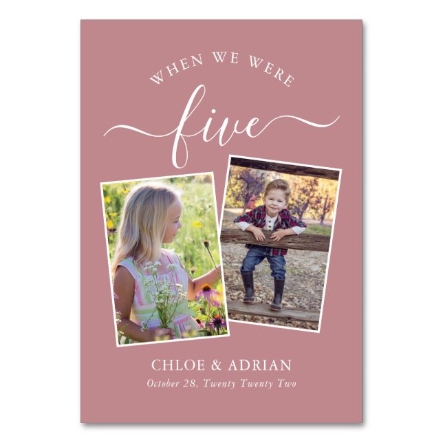 Numeração De Mesa Foto do Casal Moderno de Casamento dos Anos (Frente)