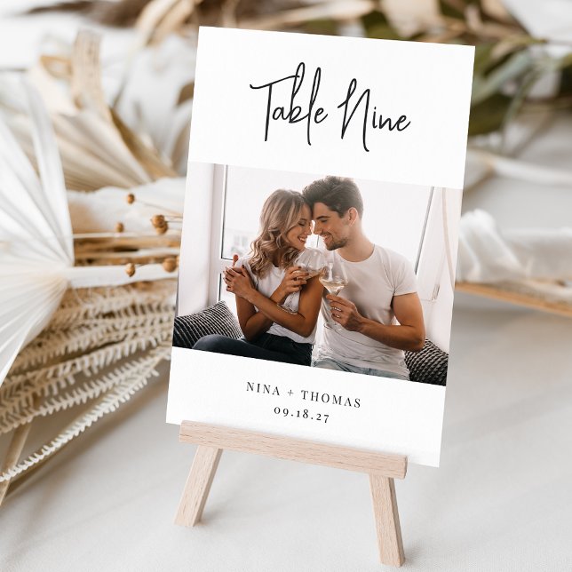 Numeração De Mesa Foto Moderna manuscrita + Classic Serif (3.5x5" photo table numbers)