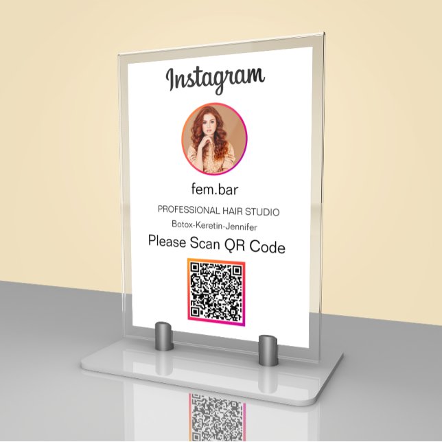 Numeração De Mesa Foto personalizada | Placa de Mesa de código QR In (Criador carregado)