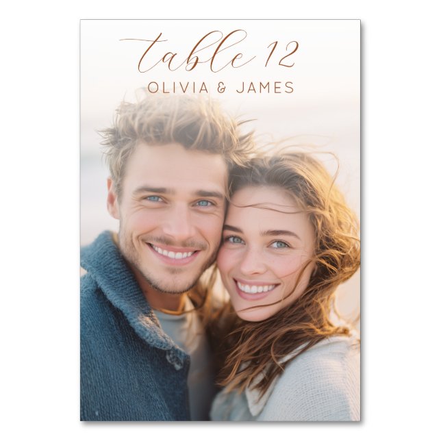 Numeração De Mesa Foto Romântica Dourada Alegre (Verso)