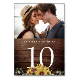 Numeração De Mesa Foto Rústica De Madeira De Girassol