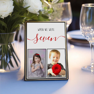 Numeração De Mesa Fotos de Infância 7 Anos Casamento Script Vermelho