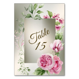 Numeração De Mesa Frame Floral Cor-de-Água Rosa, Festa de Bronze Bri