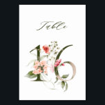 Numeração De Mesa Frasco Botânico Elegante 16,<br><div class="desc">Este cartão de número de tabela apresenta um número verde decorado com ilustrações de cor d'água de flores e folhas em cor de pêssego, rosa, vermelha, branca e verde. Este número de tabela é perfeito para casamentos, graduações, chás de fraldas, chás de panela, aniversários e outros eventos. Mesa 16. Verifique...</div>