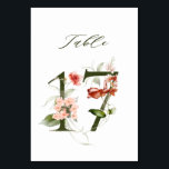 Numeração De Mesa Frasco Botânico Elegante 17,<br><div class="desc">Esta tabela contém um número verde decorado com ilustrações aquáticas de flores e folhas em cor de pêssego,  rosa,  vermelha,  terracota e verde. Este número de tabela é perfeito para casamentos,  graduações,  chás de fraldas,  chás de panela,  aniversários e outros eventos. Mesa 17. Verifique todos os números disponíveis.</div>