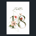Numeração De Mesa Frasco Botânico Elegante 18,<br><div class="desc">Esta placa de número da tabela apresenta um número verde decorado com ilustrações de cor d'água de flores e folhas em cor-de-rosa-pincel, cor de pêssego, vermelha e verde. Este número de tabela é perfeito para casamentos, graduações, chás de fraldas, chás de panela, aniversários e outros eventos. Mesa 18. Verifique todos...</div>