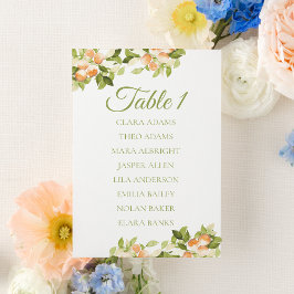 Numeração De Mesa Fresh Orange Citrus Wedding Seating Chart Card
