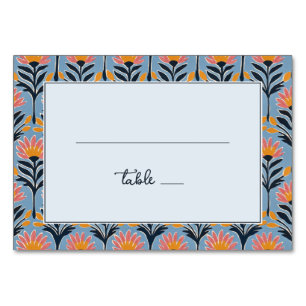 Numeração De Mesa Fronteira Floral Azul Alegre