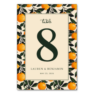 Numeração De Mesa Fruta cítrica laranja alegre