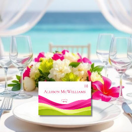 Numeração De Mesa Fuchsia and Lime Green Wedding Place Card-Pork