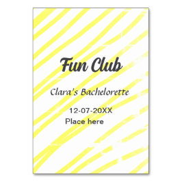 Numeração De Mesa Fun Club bachelorette party yellow lines backgroun
