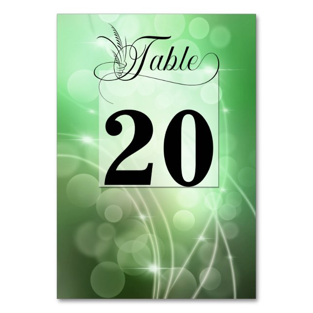 Numeração De Mesa Fundo de casamento moderno com efeito bokeh verde  (Frente)