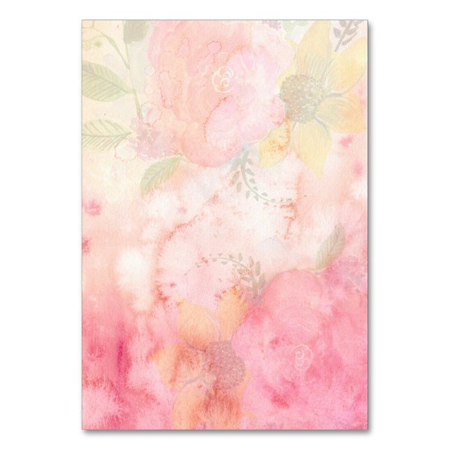 Numeração De Mesa Fundo Floral Cor-de-Água Rosa (Frente)