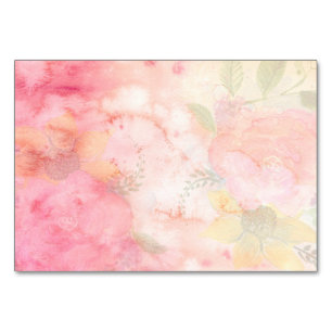 Numeração De Mesa Fundo Floral Cor-de-Água Rosa
