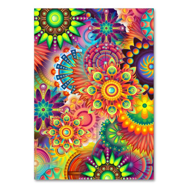 Numeração De Mesa Funky Retro Pattern Abstrato Bohemian (Frente)