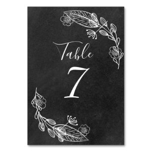 Numeração De Mesa Garrafa Floral Desenhada à Mão em Quadro Negro
