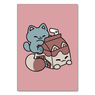 Numeração De Mesa Gato de Leite de Chocolate Kawaii – Bebida Aconche