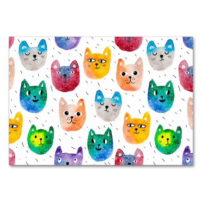 Numeração De Mesa Gatos com aquarelas e amigos (Frente)