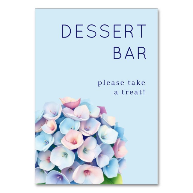 Numeração De Mesa Gentle Blue Floral Hydrangea (Frente)