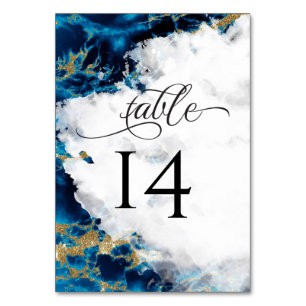 Numeração De Mesa Geodo de Aquarela Safira Azul BarefootBride™
