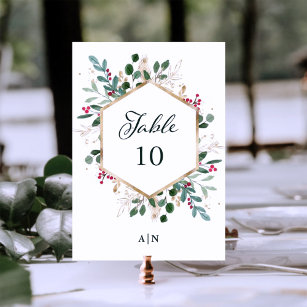 Numeração De Mesa Gilded Greenery em Branco   Casamento de Natal