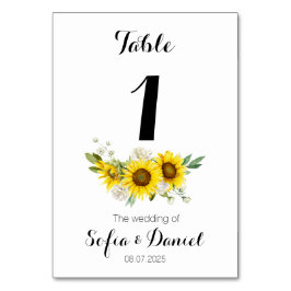 Numeração De Mesa Girassol aquarela rosa branca casamento