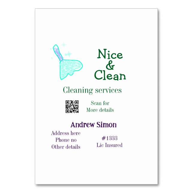 Numeração De Mesa Gitter verde limpas mop adicionar nome e endereço  (Frente)