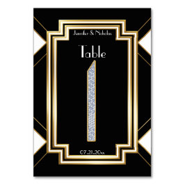 Numeração De Mesa Glam Art Deco Diamantes da Mesa de Casamento Númer