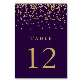 Numeração De Mesa Glam Faux Dourada Confetti em Profundo Roxo