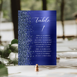 Numeração De Mesa Glam Navy Blue Metallic Glitter Script Wedding