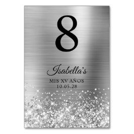 Numeração De Mesa Gliter Silver Foil Mis XV Anos