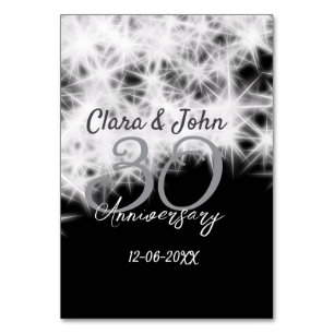 Numeração De Mesa Glitor de aniversário de casamento da 30 cinza de