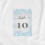 Numeração De Mesa Glitter azul-claro prateado brilha glamorosamente<br><div class="desc">Um fundo prateado falso decorado com brilho azul claro,  faíscas. Personalize e adicione seus números de tabela. Adicione seus números um a um.</div>