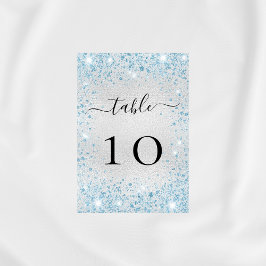 Numeração De Mesa Glitter azul-claro prateado brilha glamorosamente