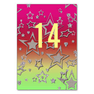 Numeração De Mesa Glitter de gradiente natalício brilhando estrelas