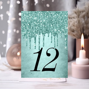 Numeração De Mesa Glitter de Mensagem de Discagem Aqua Teal Pour Q