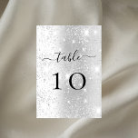 Numeração De Mesa Glitter prateado brilha glamorosamente<br><div class="desc">Um fundo de prata falsa com brilho falso,  brilhos. Personalize e adicione seus números de tabela. Adicione seus números um a um.</div>