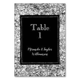 Numeração De Mesa Glitter Prateado Glam Preto