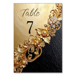 Numeração De Mesa Gold Floral Embellishments Table Number