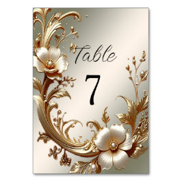 Numeração De Mesa Gold Floral Table Number