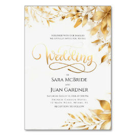 Numeração De Mesa Golden Radiance Botanical Wedding Invitation Card