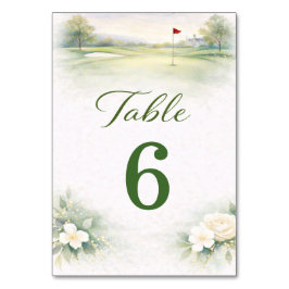 Numeração De Mesa Golf Wedding Table Number Card