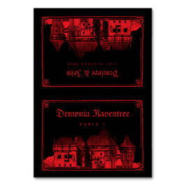 Numeração De Mesa Gothic Vampire Castle Black Red Wedding Place Card