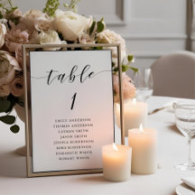 Gráfico de Assentos de Casamento com Caligrafia Mo