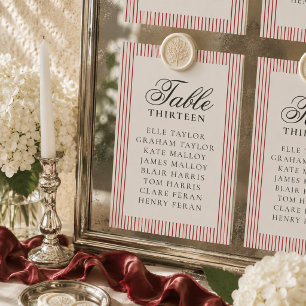 Numeração De Mesa Gráfico de Assentos de Casamento com Listra Vermel
