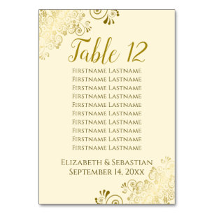Numeração De Mesa Gráfico de Assentos de Casamento Elegante Dourado 