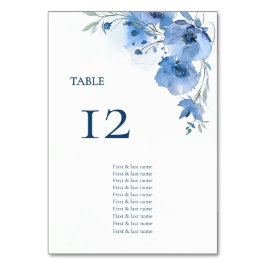 Numeração De Mesa Gráfico de Assentos de Flores de Aquarela Azul