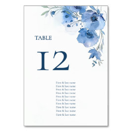 Numeração De Mesa Gráfico de Assentos de Flores de Aquarela Azul