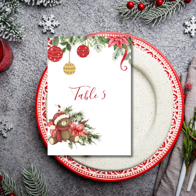 Numeração De Mesa Gráfico de Assentos Natal Ornamento de Poinsettia  (Criador carregado)