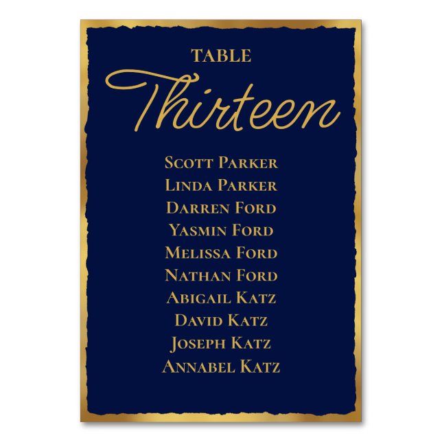 Numeração De Mesa Gráfico de Assentos Navy Gold (Frente)